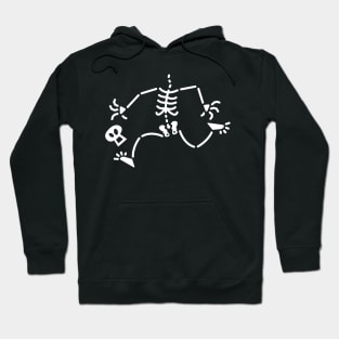 Beheaded skeleton in a hurry running after his own skull Hoodie